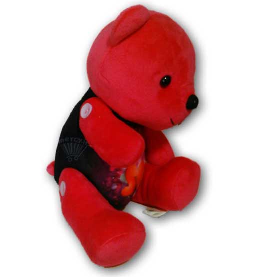 عروسک خرس قرمز لاو دکمه ای