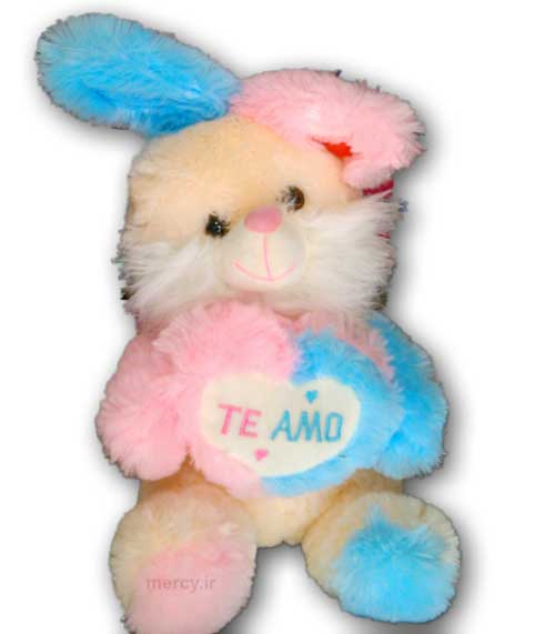 selected-rabbite-with-blue-red-heart-plush.jpg خرگوش پولیشی قلب بدست قرمز آبی خارجی - Image 1